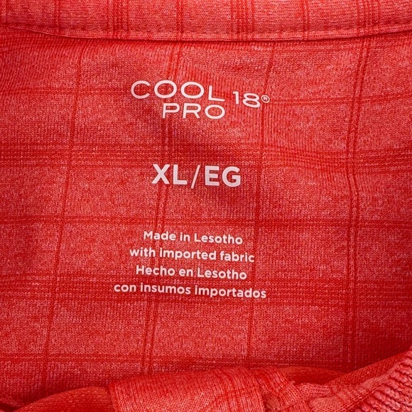 Haggar Cool 18 Pro Performance Golf Polo Shirt Coral Plaid XL Men Casual - Picture 3 of 9